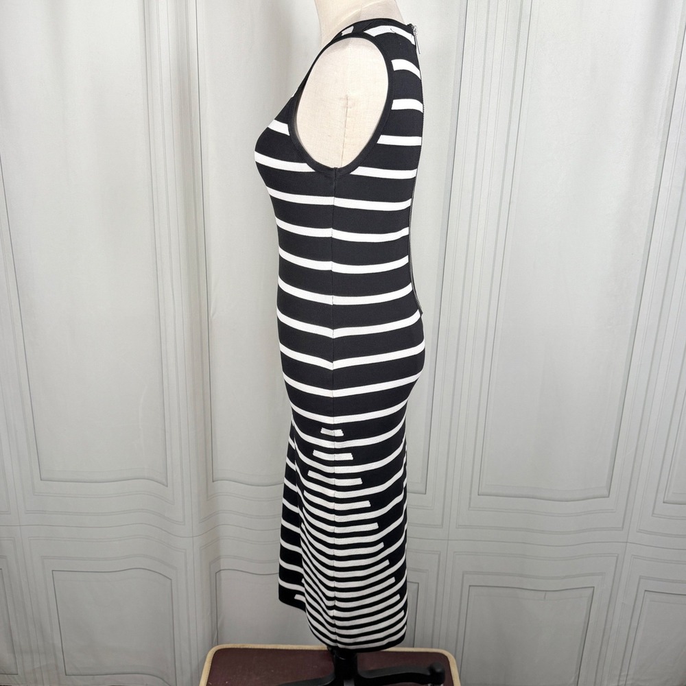 John + Jenn Striped Knit Bodycon Midi Dress Black White Size Small - Picture 5 of 13